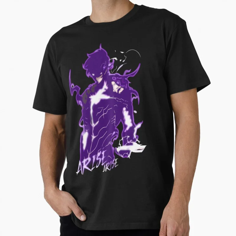 

Scribble Character Sung Jin-Woo Manga Solo Leveling Anime t shirt for men Large size Tops 100% cotton man clothes birthday gift