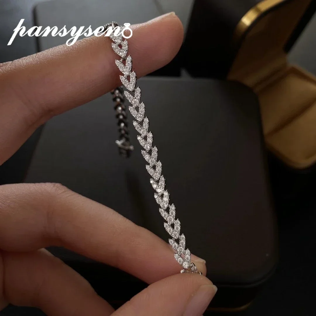 100% 925 Sterling Silver Sparkling High Carbon Diamond Gemstone Charm Bracelets for Women Girl Wedding Cocktail Party Jewelry