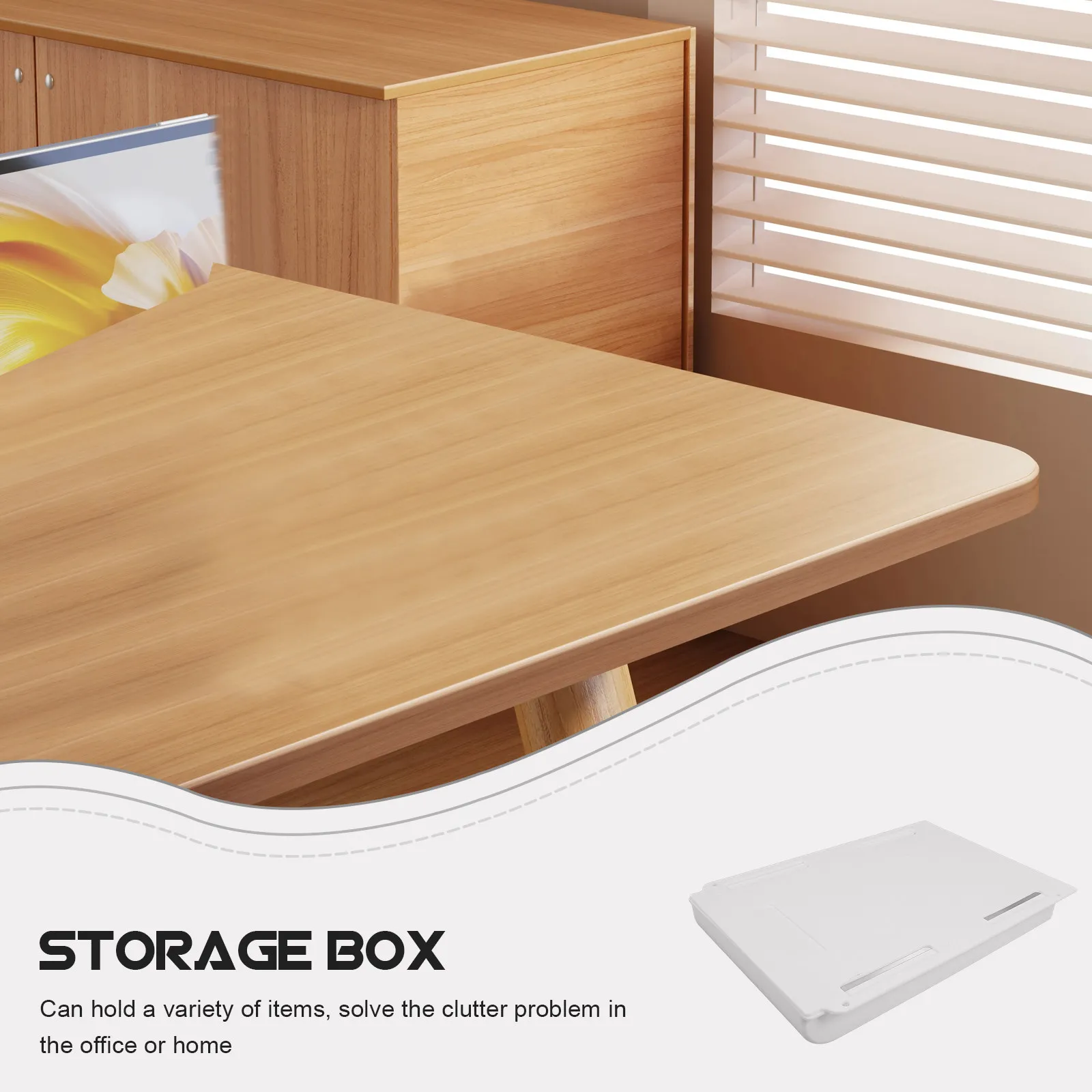 Under Desk Organizer Hidden Storage Drawer Large Capacity Plastic Under Desktop Drawer Office Dormitory Desk Storage Organizer