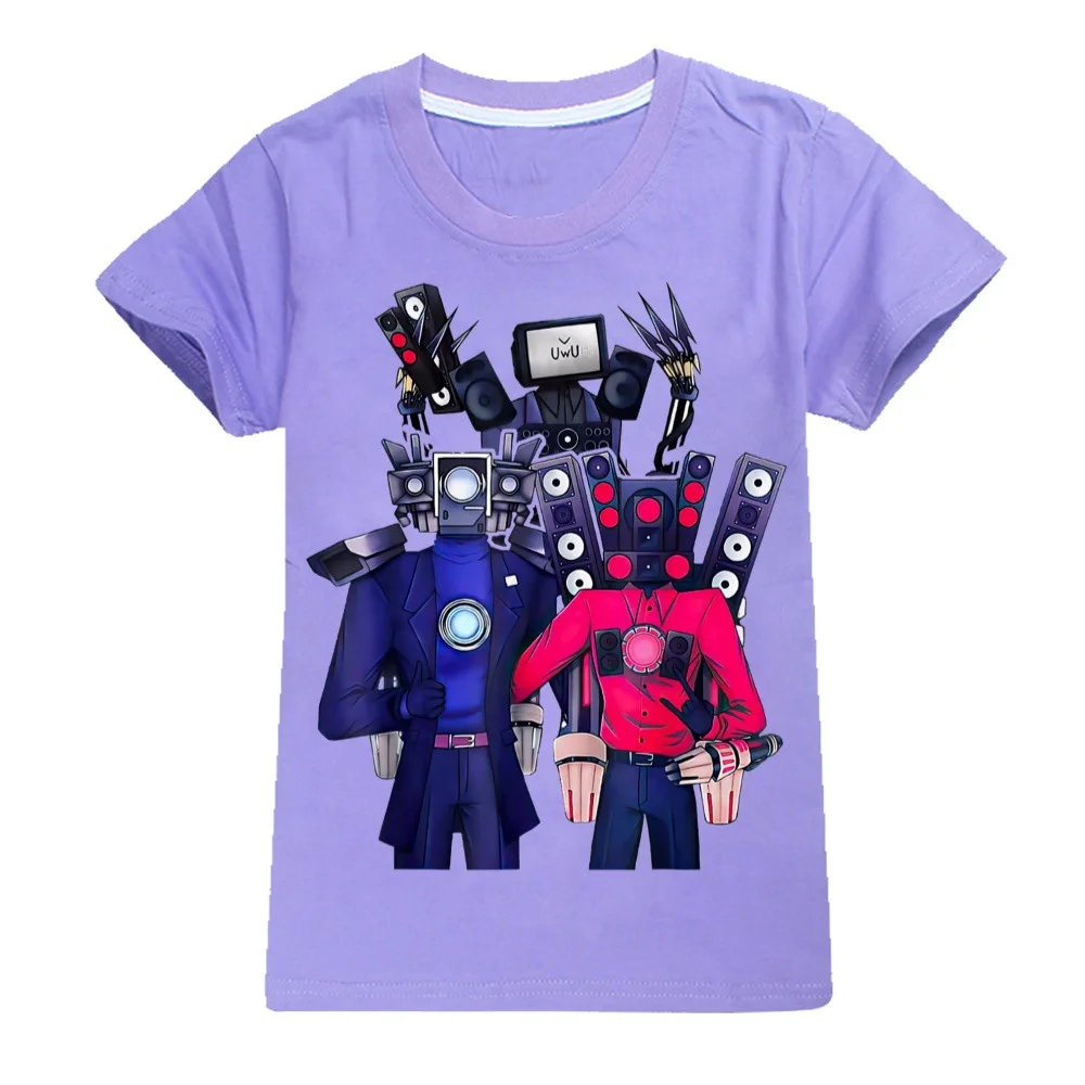 New Baby Boys Summer Skibidi Toilet Kids Cartoon Tees Game Speakerman Titan TV Man 3D Print T Shirt Children Cotton Clothes Top