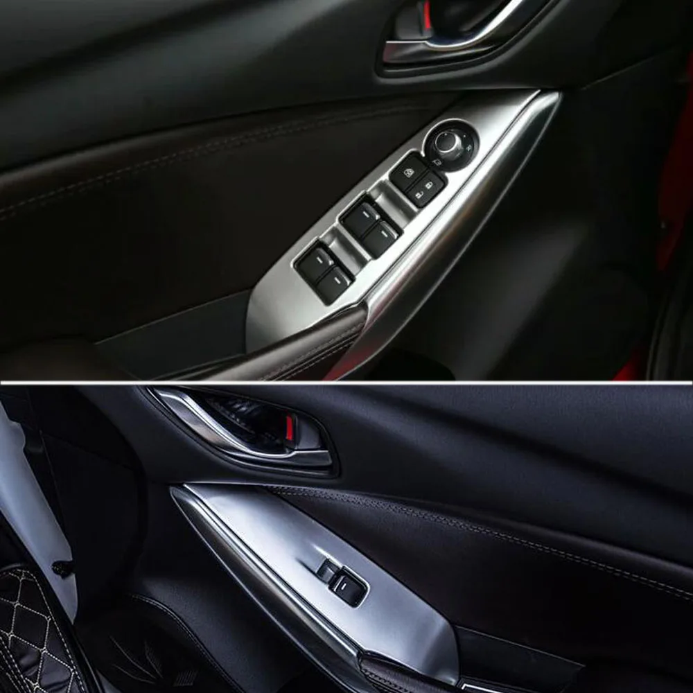 Sticker Door Window Glass Switch Panel Cover Trim Lift Frame Handrail For Mazda6 Mazda 6 Atenza 2014 2015 2016 2017 2018 2019