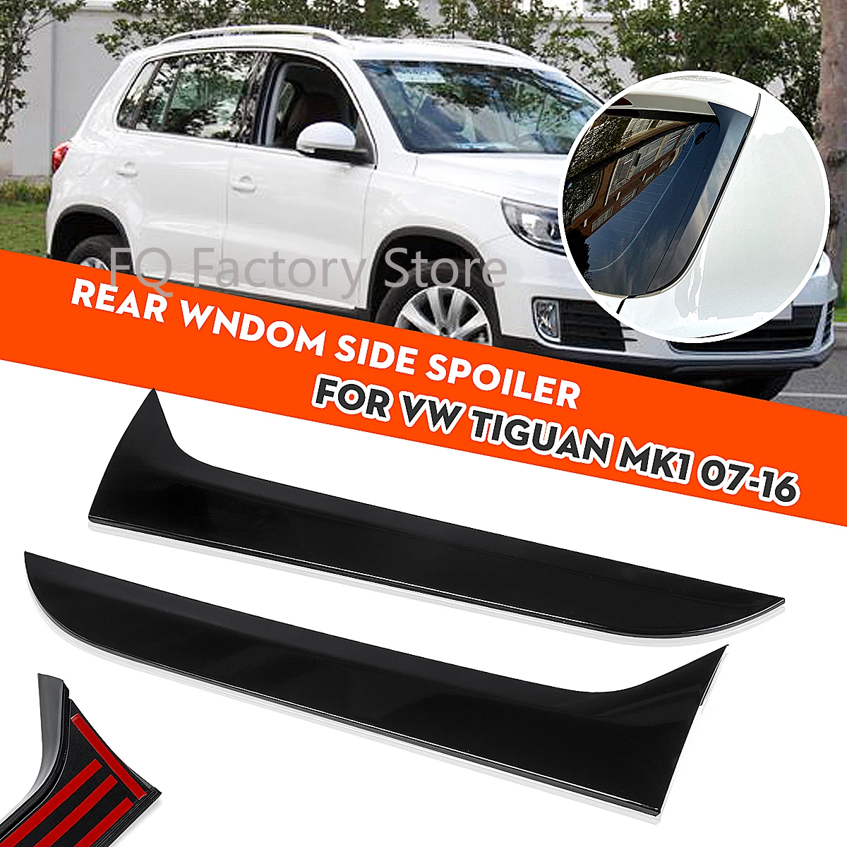 Für VW Tiguan MK1 2007-2016 2015 2014 2013 2012 2011 2010 Paar Heckfenster-Seitenspoiler Canard Splitter Verkleidung Nicht für R-Line