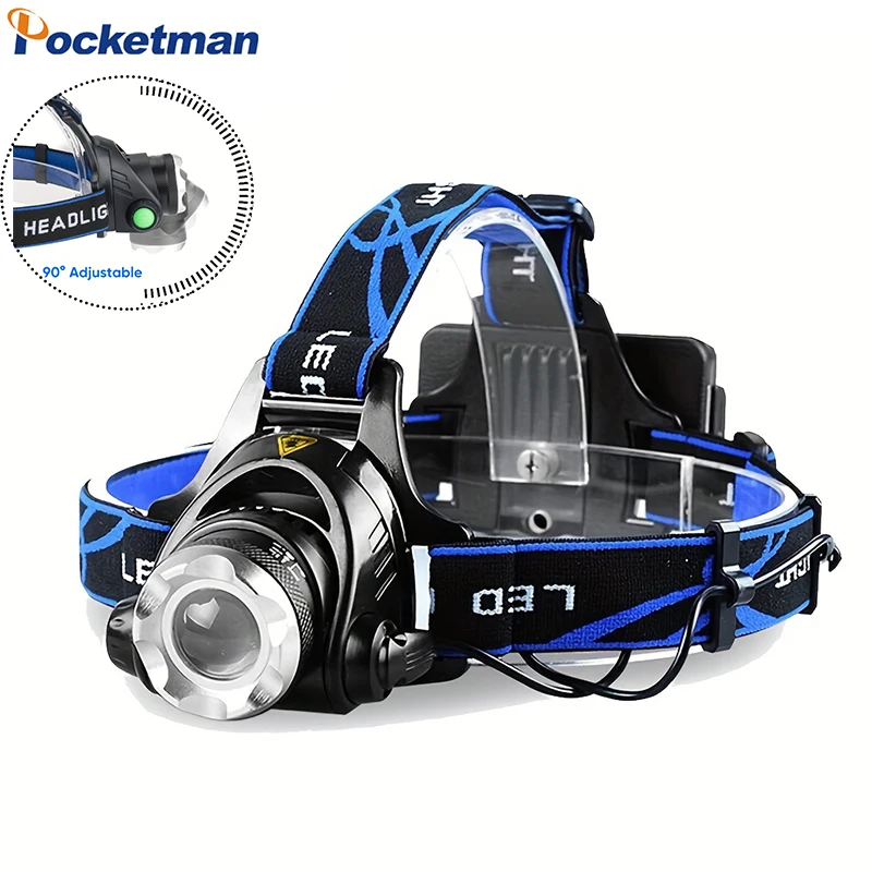 

Super Bright 3 Modes Zoomable LED Headlamp High Lumens Rechargeable Waterproof Headlight for Hiking Camping Fishing