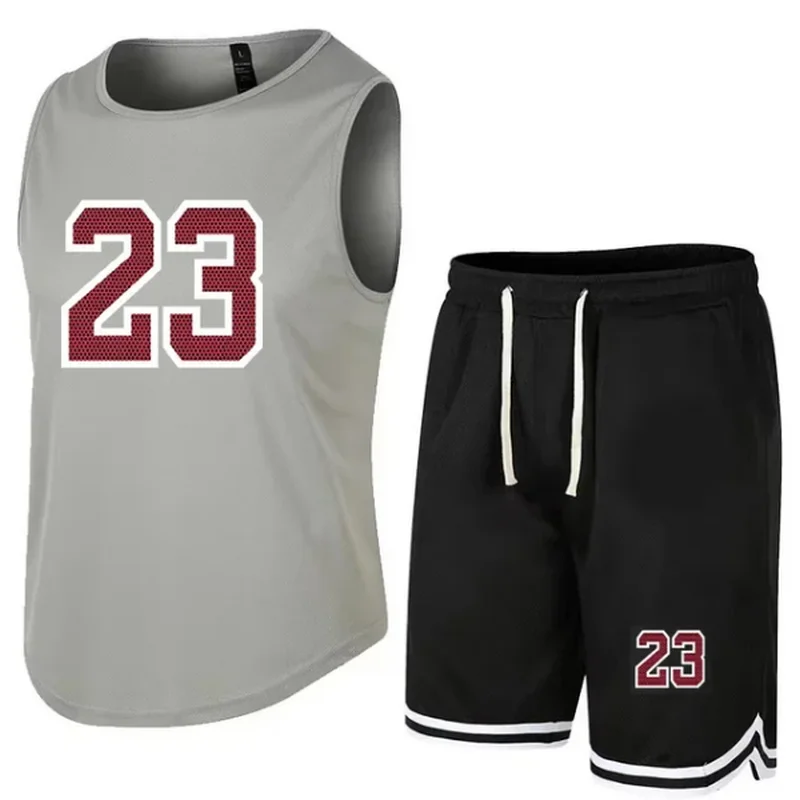 Summer basketball Sleeveless T-Shirt Set Men Tank Top + Shorts Male Fitness Competition Training Vest ventilate Tracksuit