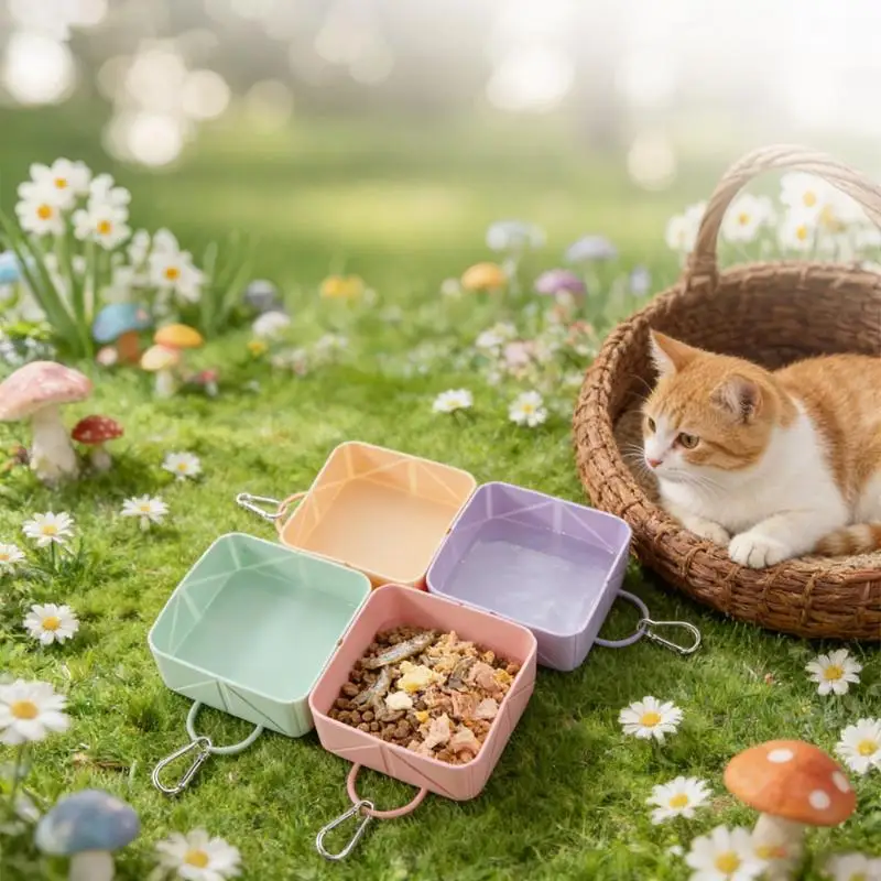 Waterproof Silicone Collapsible Pet Travel Bowl Portable Dog Cat Food Water Feeder for Outdoor Hiking Camping Walking