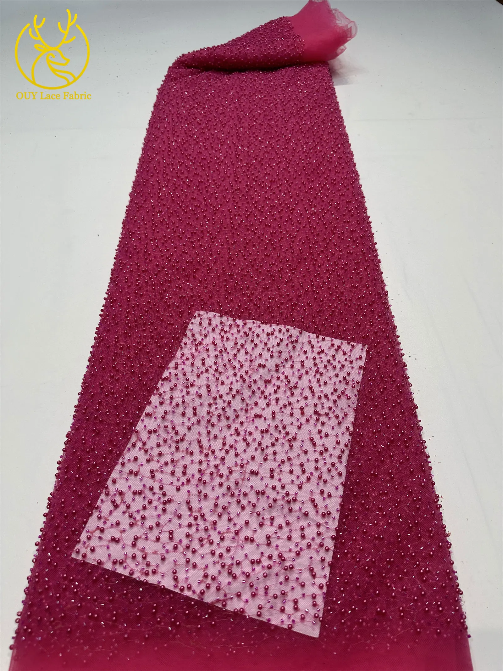 Afrikanischer Perlen-Spitzenstoff 2026 Großhandel Grüner Nigerianischer Tüll-Spitzenstoff für Damen Hochzeitskleid Partykleid Nähen 5 Yards – Detail 10