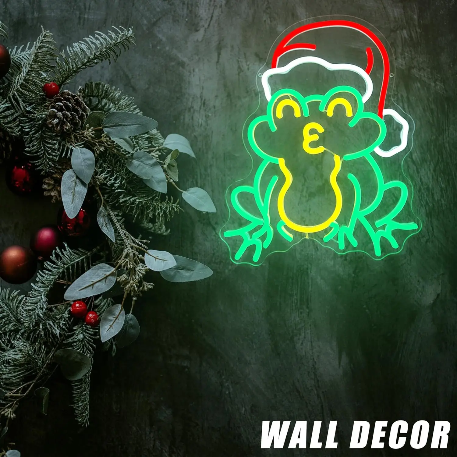 Рождественская лягушка Неоновая вывеска USB с регулируемой яркостью Светодиодный неоновый свет для вечеринки, бара, салона, клуба, новогодний домашний декор, Рождественская шляпа Санта-Клауса, свет, подарок