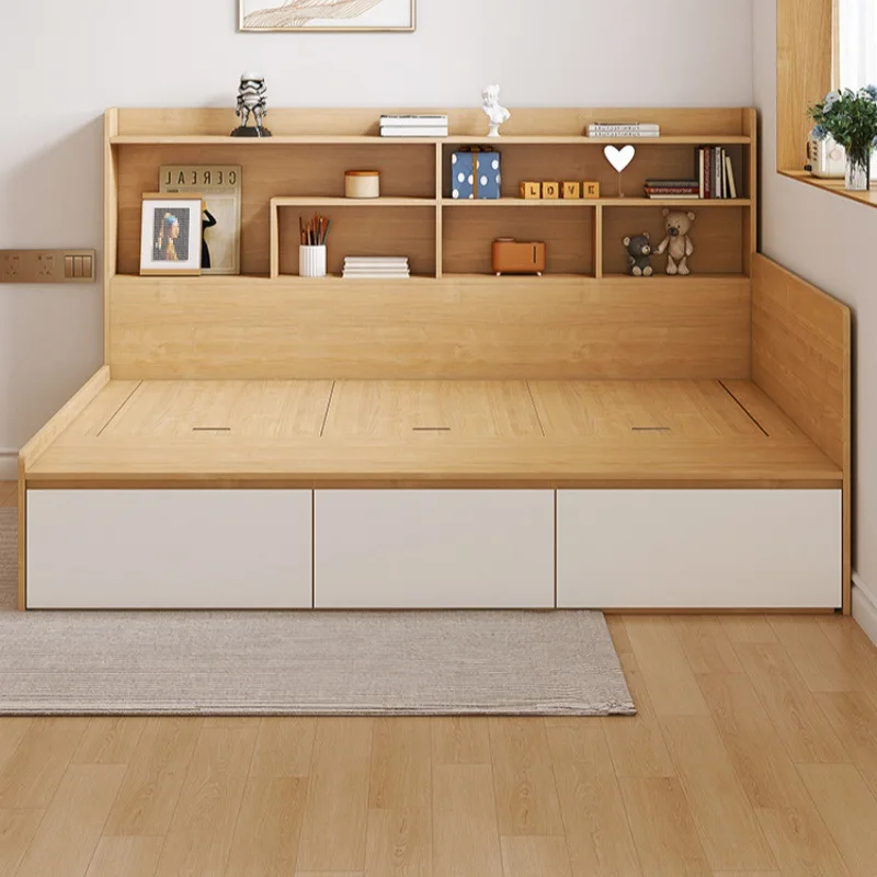 Zhiguang Storage Bookshelf Bed Storage Single Children's TatamiHigh Box Plate Bed Multifunctional  Small Unit