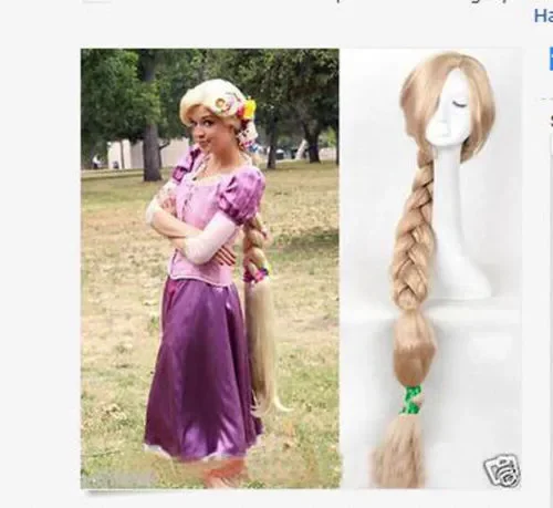 Wholesale 100cm Princess  Rapunzel long Braid blonde cosplay wig For Women wigs