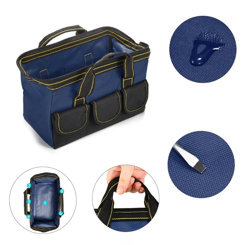 652F Portable Tool Bag for Men Wide Opening Tool Storage Oxford Tool Organizer Bag for Tool Storage Handbag for Screwdriver