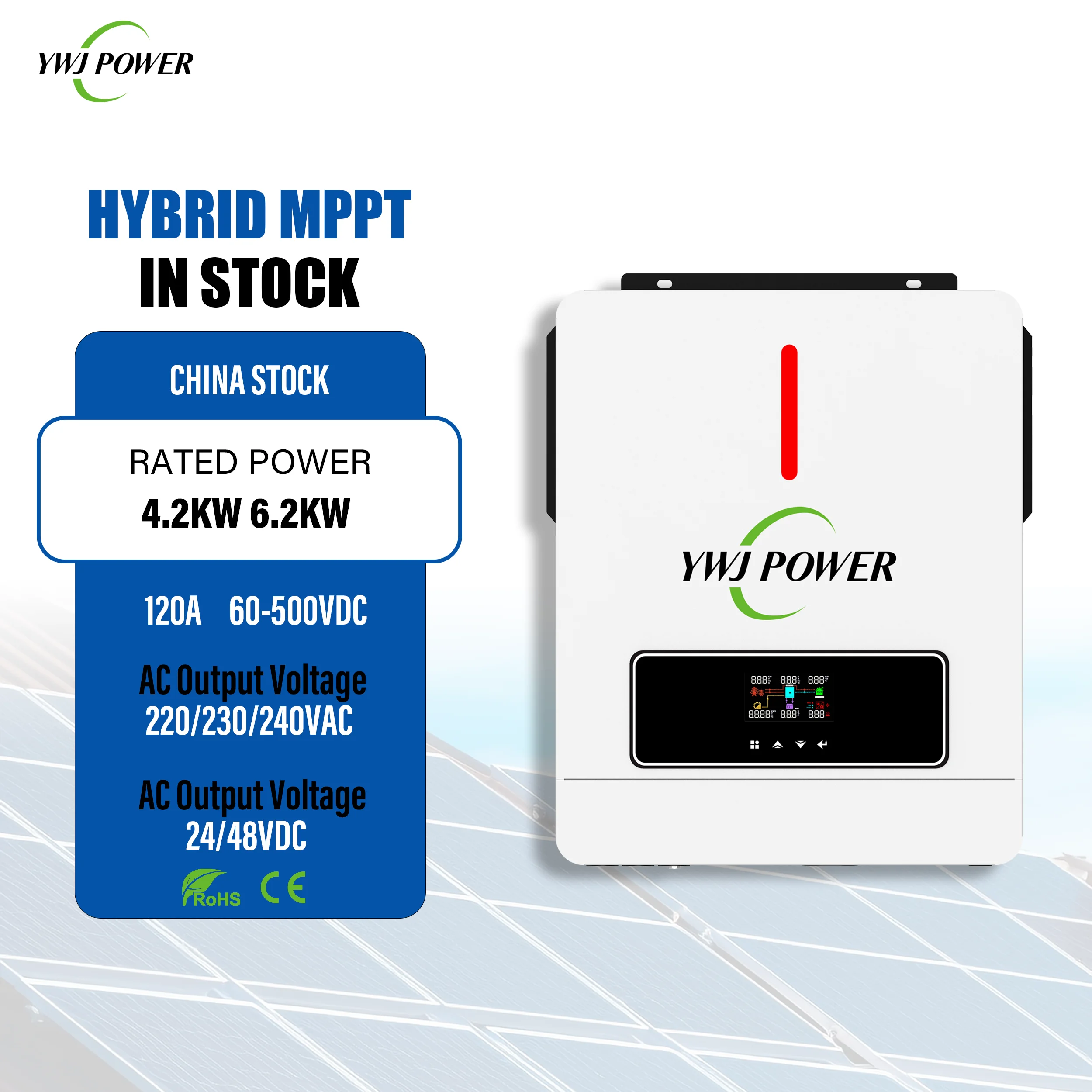 In Stock 1KW 2KW 3KW 4KW 5KW 6KW 8KW 10KW Single Phase Off-Grid Hybrid Solar Inverter WIFI MPPT 50HZ 60Hz AC Sine Wave Inverter