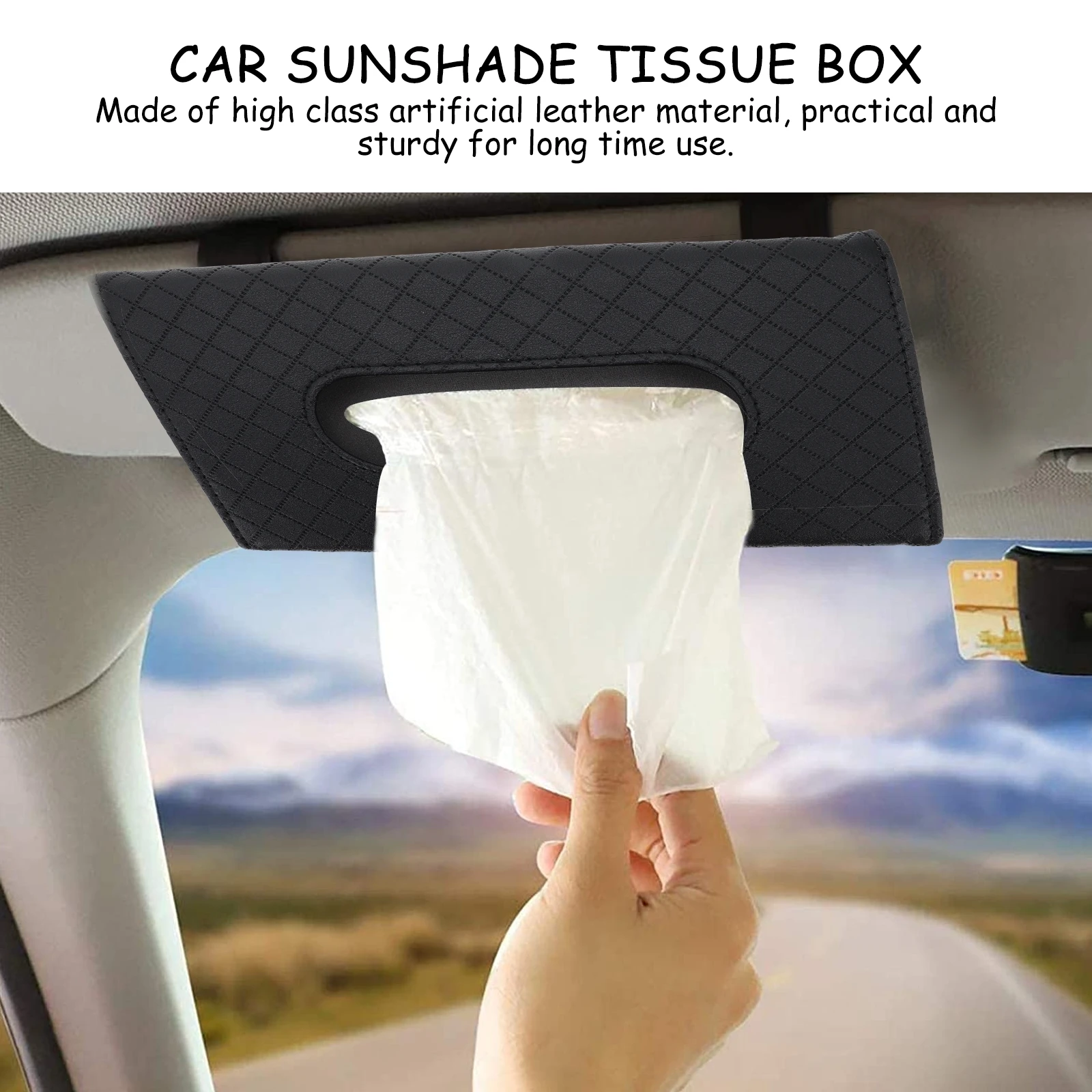 

1pc Sun Visor Storage Case Tissue Container Large Extraction Hole Backseat Tissue Holder Car Visor Easy Attach