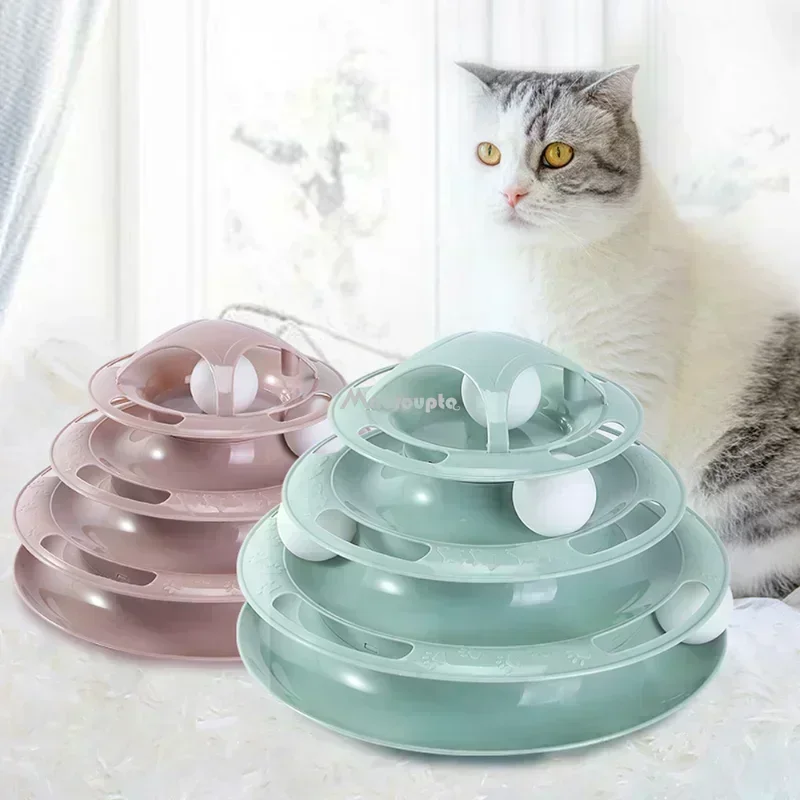 3/4 Levels Cats Toy Tower Tracks Cat Toys Interactive Cat Intelligence Training Amusement Plate Tower Cat Tunnel Pet Products