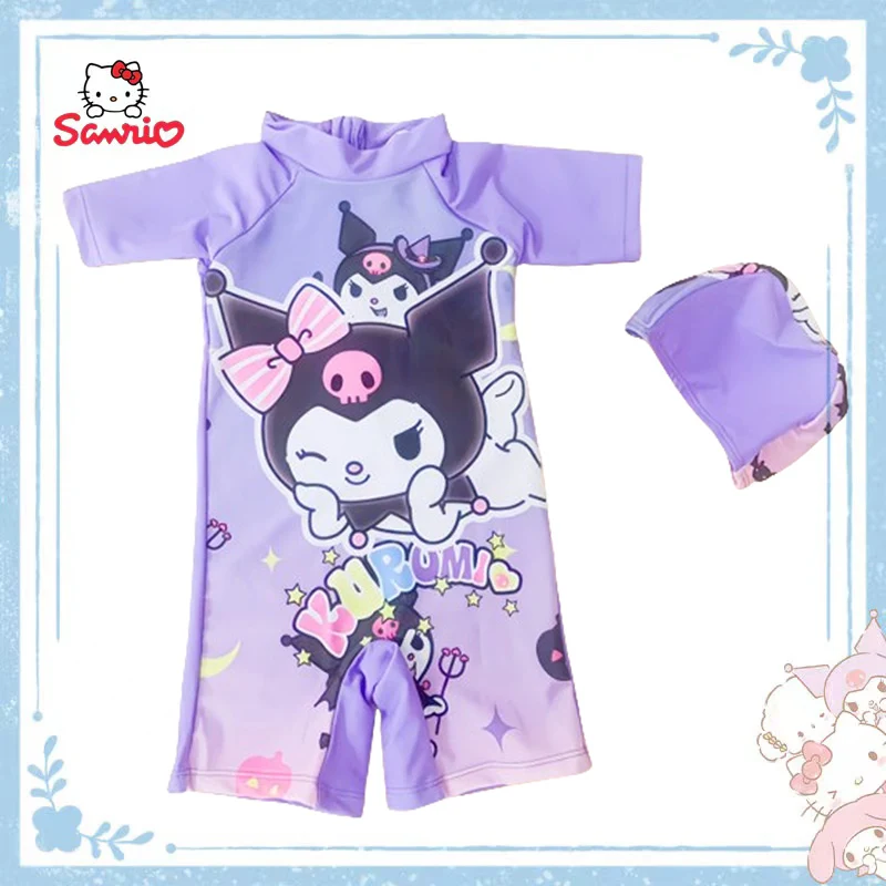 Kawaii Sanrio Kuromi Hello Kitty My Melody Summer Siamese Trend Skin-Friendly Comfortable Swimsuit Anime Figure Festival Gift