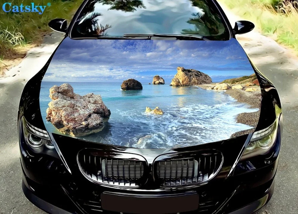 Earth -  Coastline Car Hood Vinyl Stickers Wrap Vinyl Film Engine Cover Decals Sticker  Car Accessories Car Hood Protector