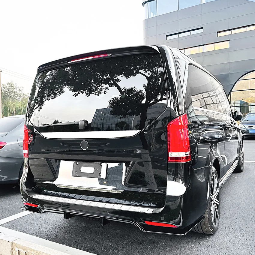 For Mercedes Benz V Class V260 W447 AMG Line 2018-2023 Rear Bumper Lip Spoiler ABS Diffuser Splitter Trim Cover Car Styling