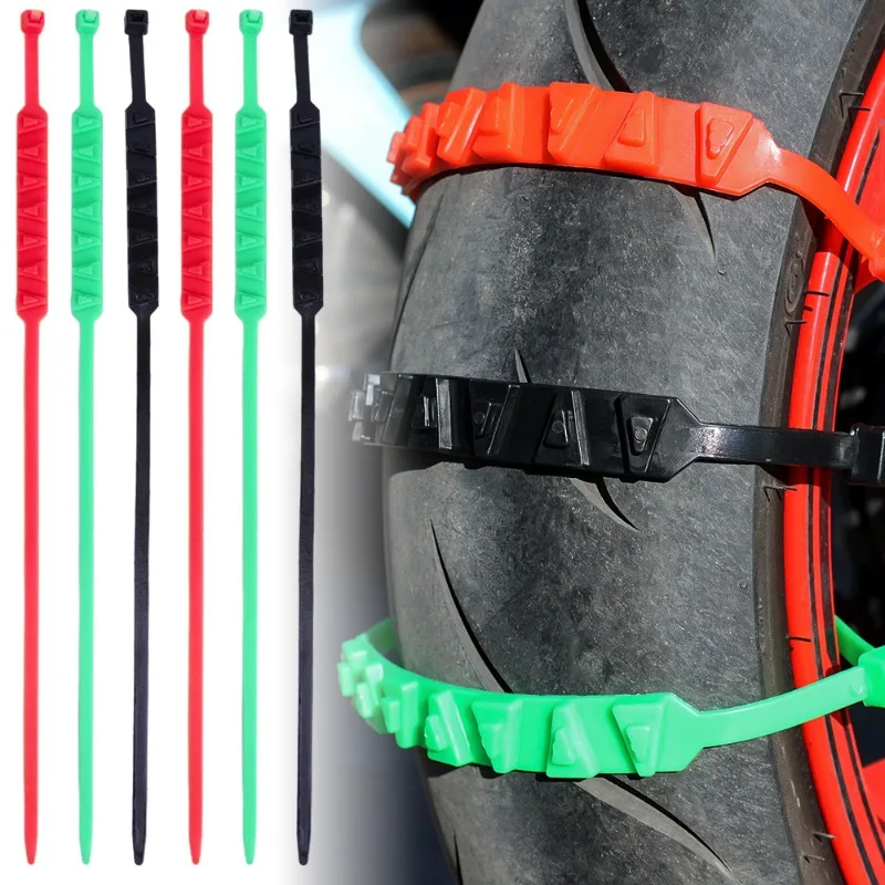 

5-1pcs Anti-Skid Snow Chains for Motorcycles Bicycles Winter Tire Wheels Non-slip Cable Ties Motorbike Emergency Tire Chain Tool