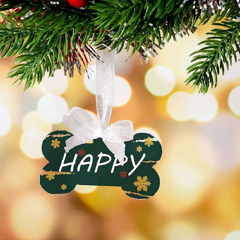 

100 шт., прозрачные акриловые рождественские украшения из собачьей кости, пустые прозрачные украшения для рождественской елки, акриловые украшения в форме