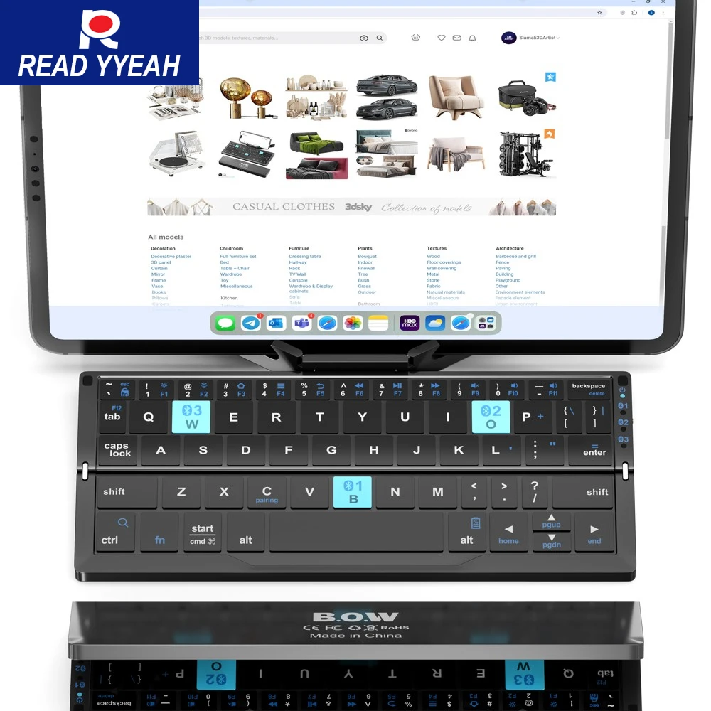 

2025 алюминиевая складная клавиатура с поддержкой 3 устройства для MAC Xiaomi iPad, телефона, ноутбука, мини Bluetooth, беспроводная клавиатура, держатель для планшета