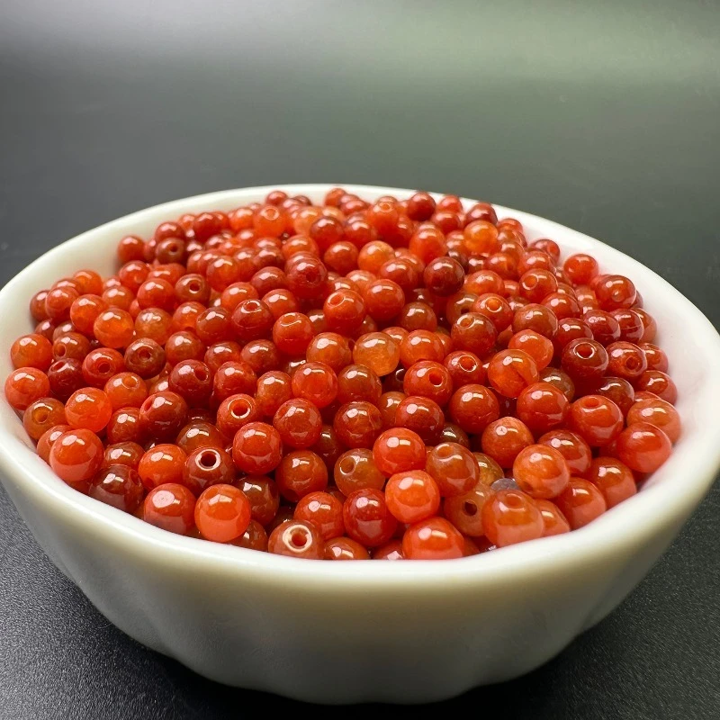 

100pc Natural Emerald Red Jade Mini 3.5mm Beads DIY Bracelet Adjustable Bangle Jewellery Accessories Hand-Carved Man Luck Amulet