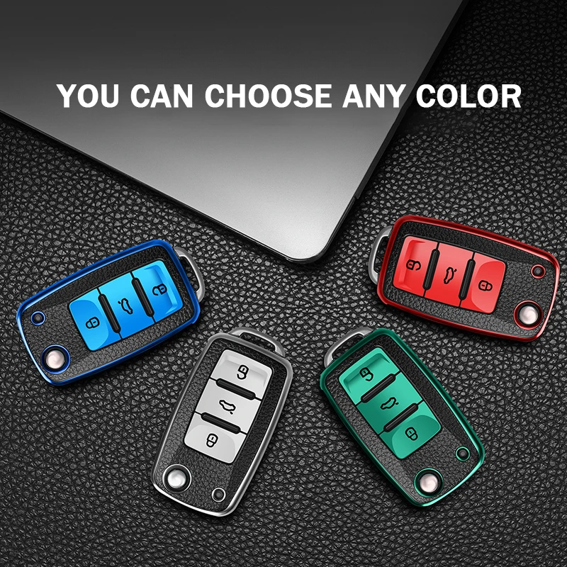 New Pattern Car Key Case Cover TPU Leather Anti-Scratch Protection Shell Bag 360° Full Surround, Keys Are Fully Protected