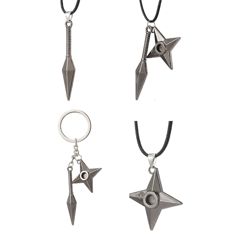 Keychain Shuriken Metal Keyring Kunai Shuriken Fourth Generation Ninja Pendant Necklace Model Bag Backpack Toy Birthday Gifts