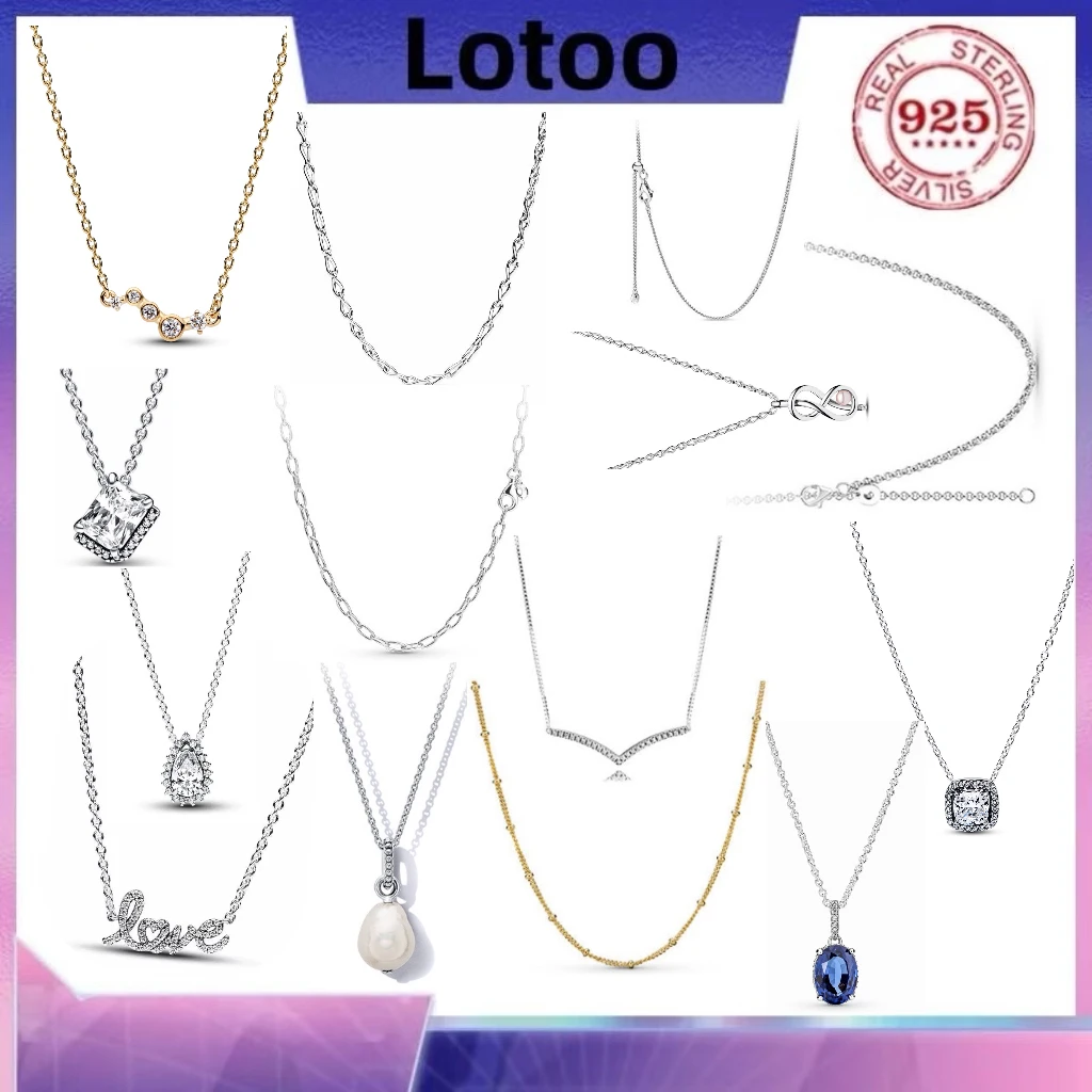 Hot sale luxury 925% pure silver water droplet square note love zircon necklace for women's jewelry wedding fashion gifts