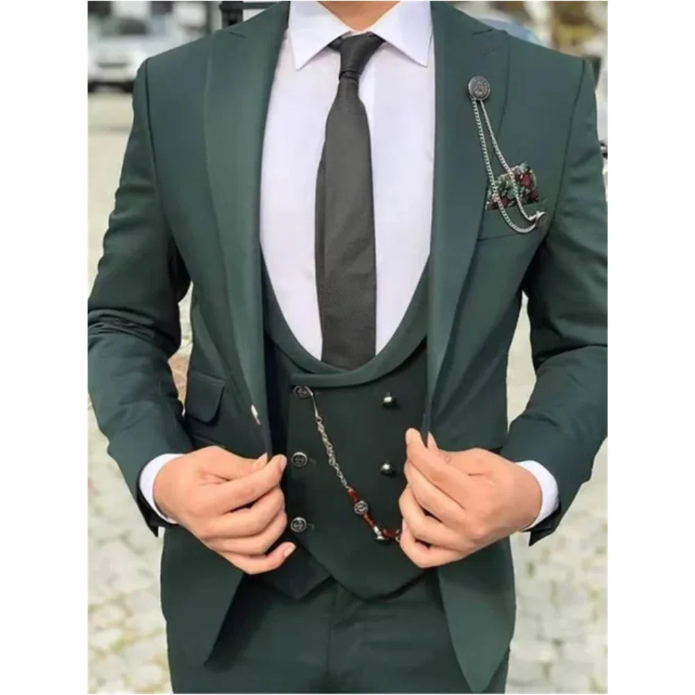 

Latest Coat Pant Design Green Suit Custom Formal Business Blazer Gentleman Tailor Vestido Slim Fit Weeding Suit Tuxedo 3 Pieces