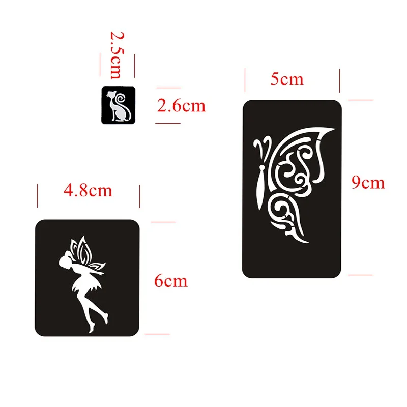 4 Sheet Henna Tattoo for Painting Flower Letter Cat Butterfly Airbrush Tattoo Stencil DIY Glitter Stencils Set Kids Women