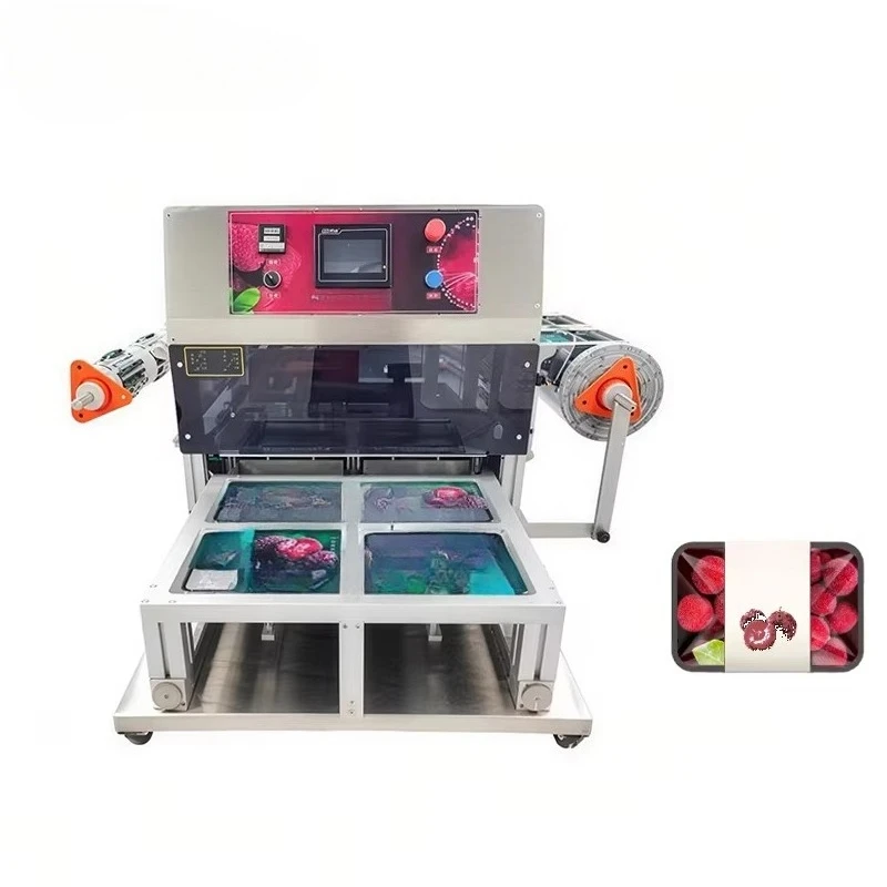 Commercial MAP Packaging Machine Rotary Vacuum Food Tray Sealing Machine with Gas Filling