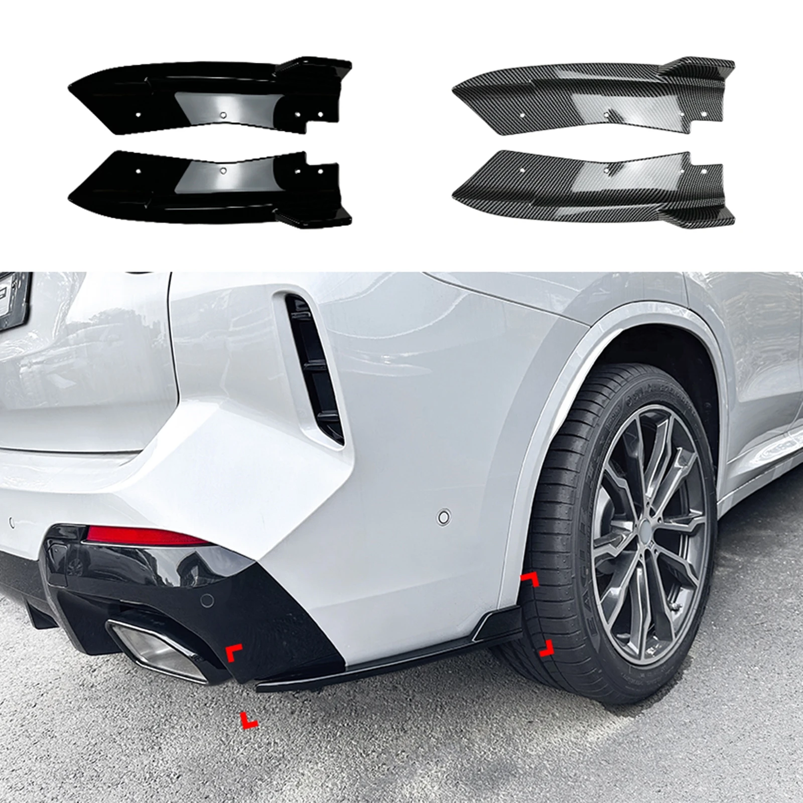 

For BMW X3 G01 LCI M Sport 2022-2023+ Rear Bumper Side Corner Cover Spoiler Trim Boot Splitter Plate Protection