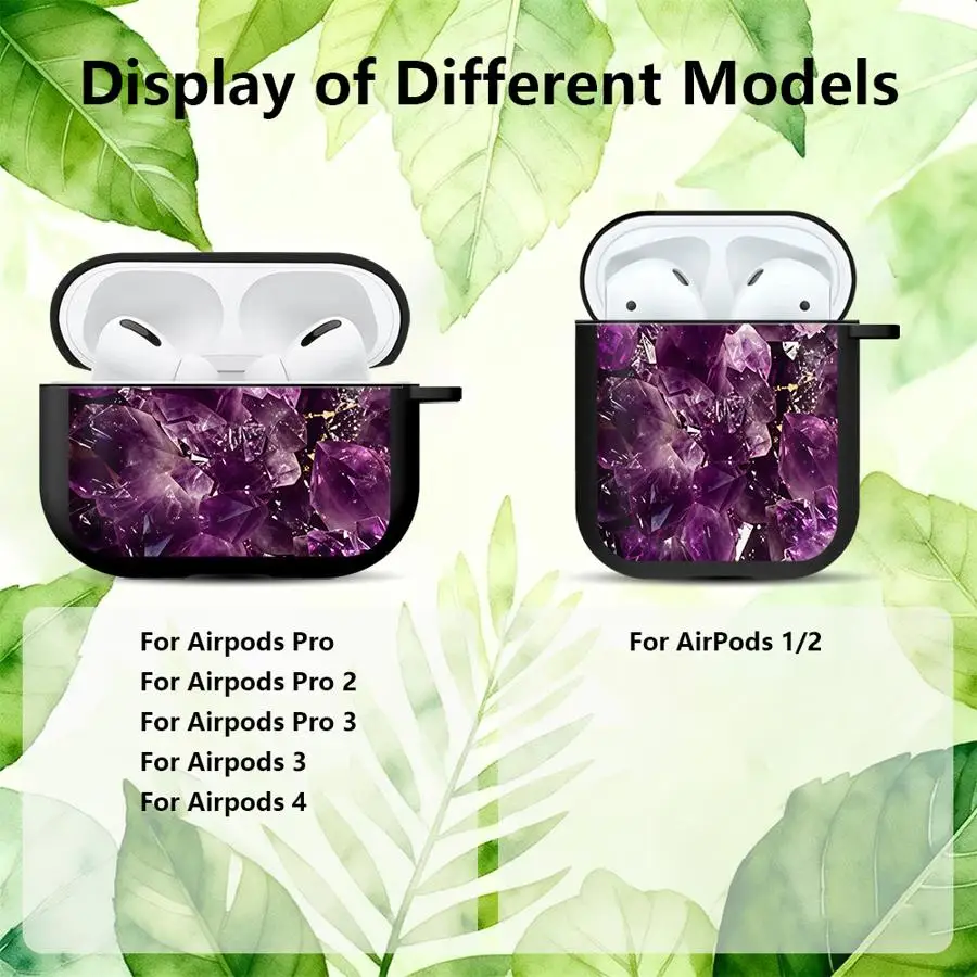 Earphone Cases Cover With Hook Case For Airpods 5 2 Pro3 3 Pro 4 Pro2 1 Amethyst Cluster Marble