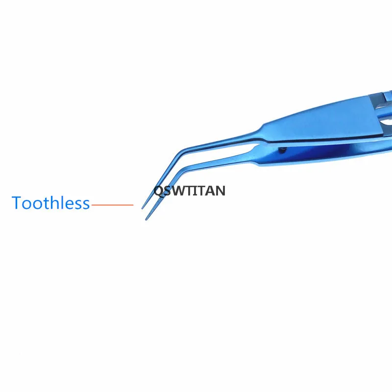 Ophthalmic micro tweezers Toothless Forceps with Flat Handle Tweezers tool Angled Tips Titanium microsurgical instruments