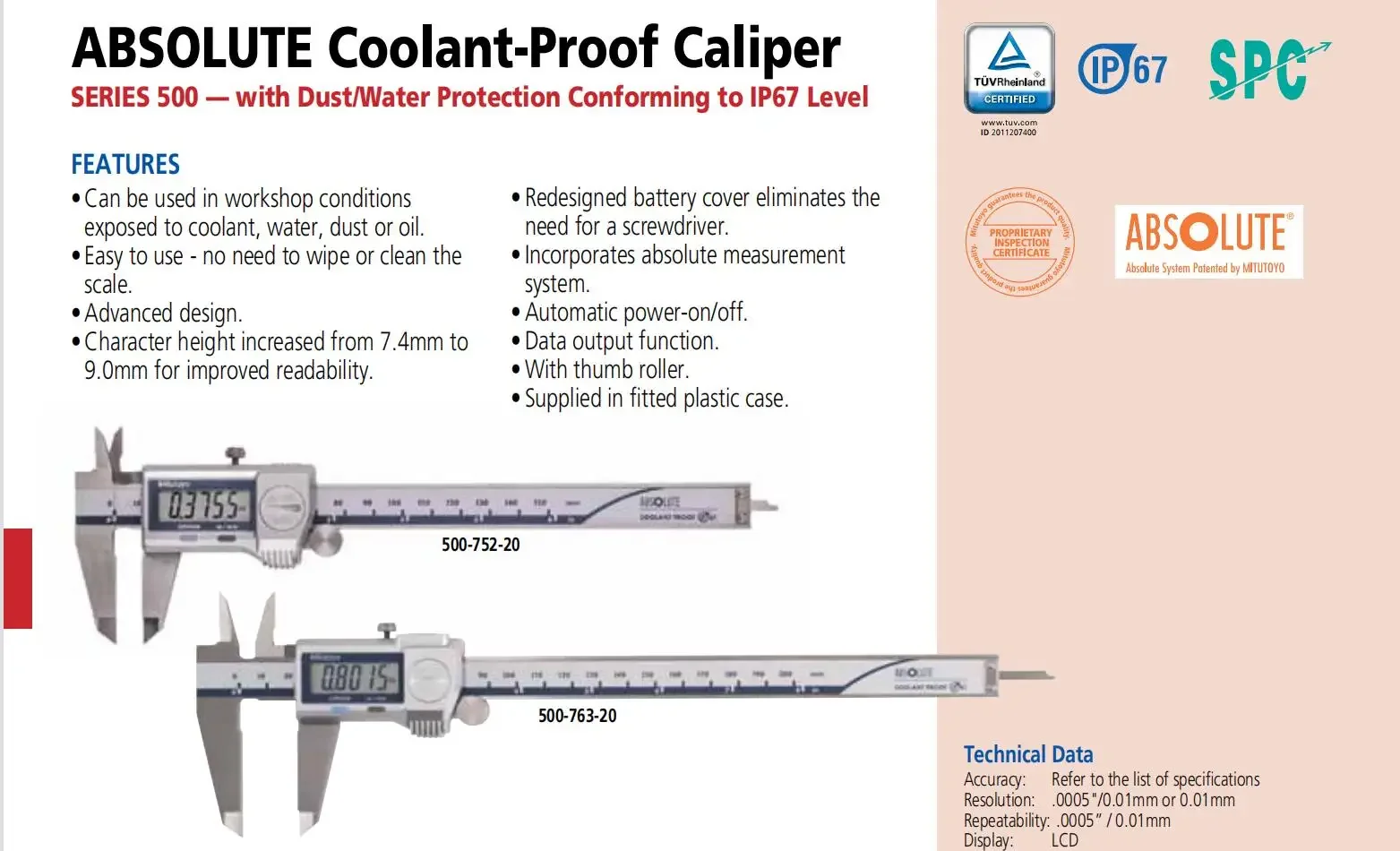 Mitutoyo Original IP67 Protection Digital Calipers,500-752-20/500-753-20/500-754-20 0-150/200/300mm 0-6\