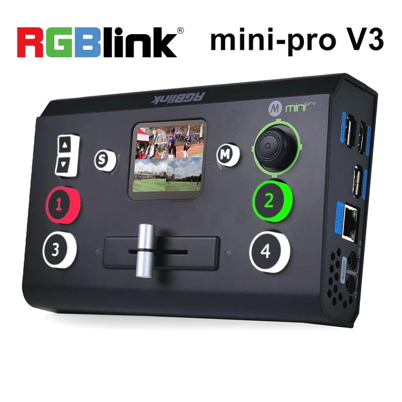 RGBlink Mini pro V3 Video Mixer Switcher USB-A PTZ Controller with 2.1 Inch Touch Screen APP Control