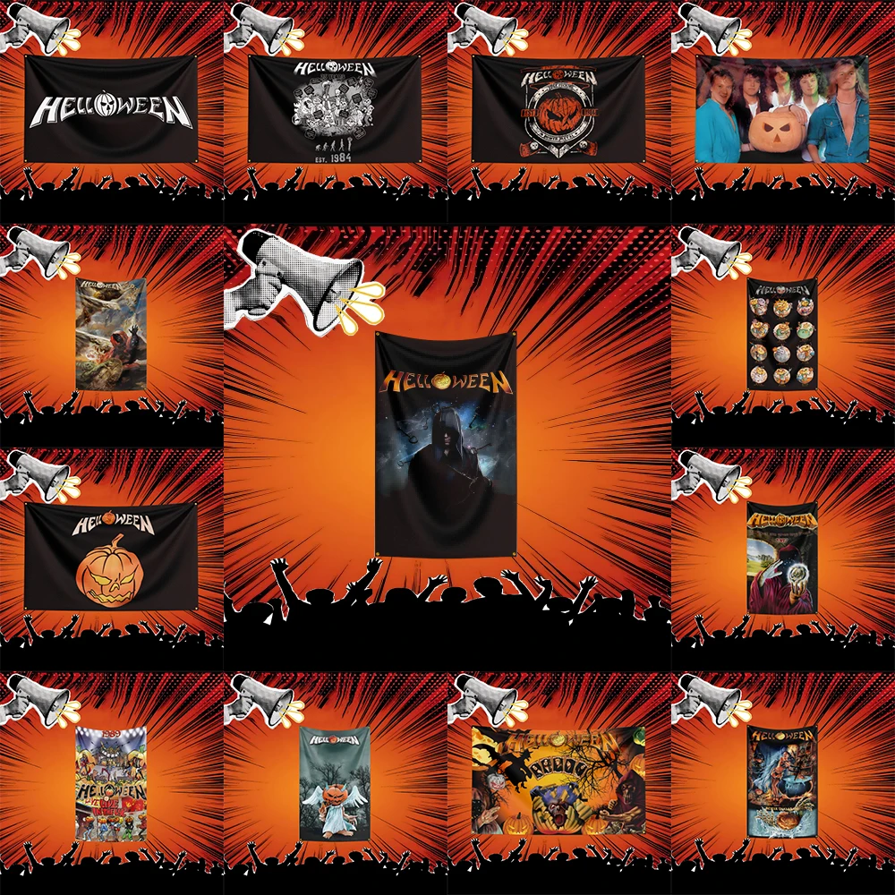 HELLOWEEN Inspired Rock Music Flag 3x5 FT Polyester Banner For Bedroom Wall Decor Music Fans Gift