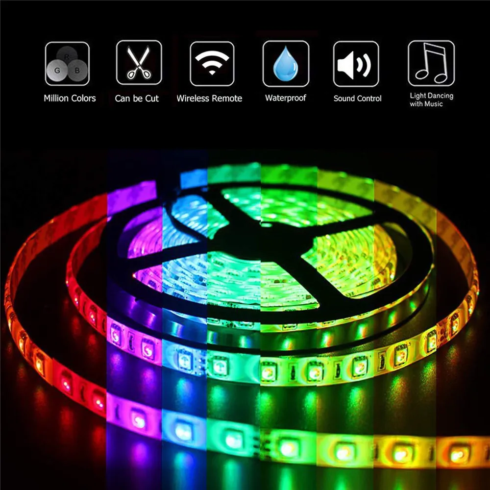 Smart Wifi LED Strip for Alexa Luces LED Light RGB 5050 12V IP20  LED Lights 24 Key APP Control Fita LED Strips Backlight