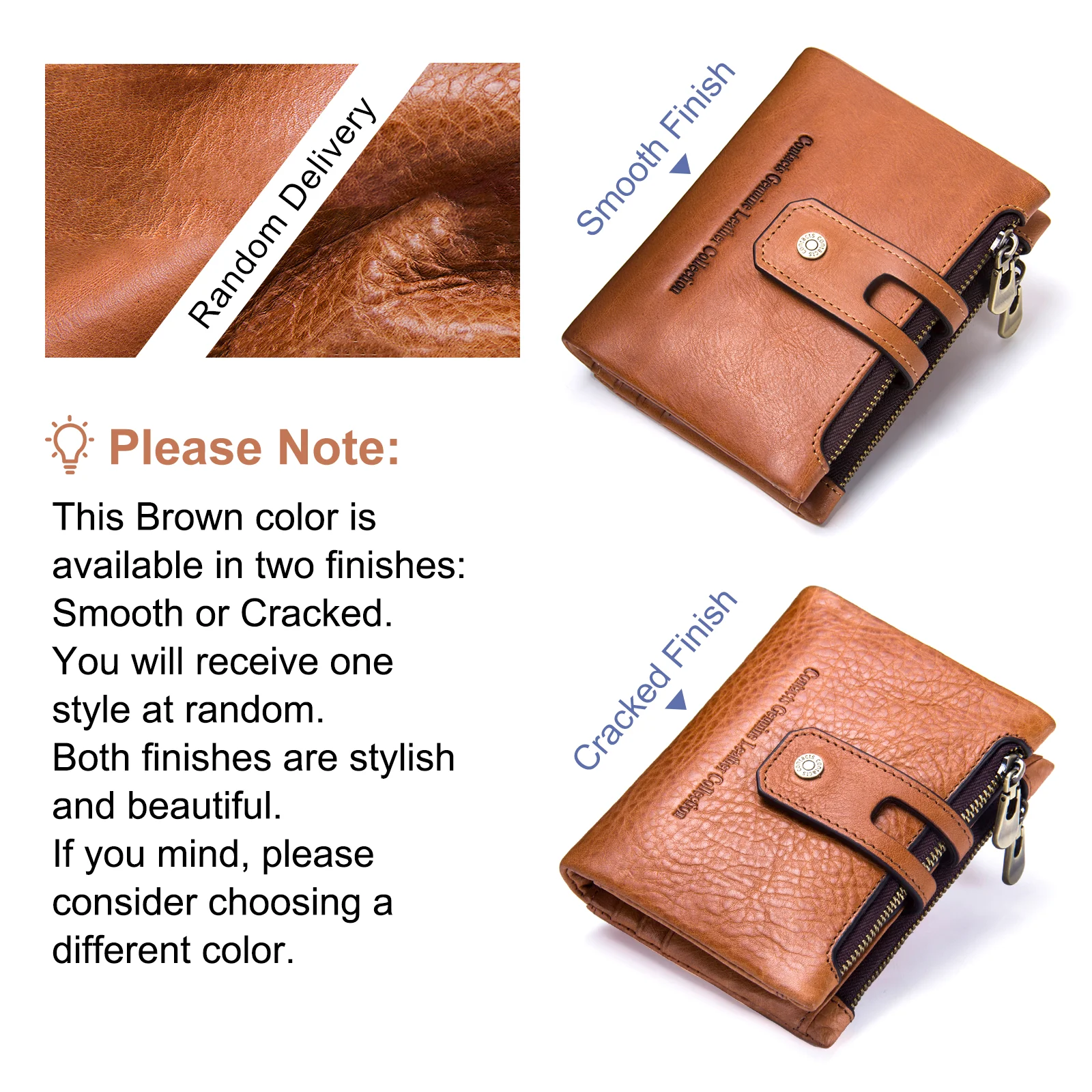 CONTACT'S Krótkie portfele z prawdziwej skóry dla mężczyzn Wysokiej jakości etui na karty RFID Klips na pieniądze Zamek błyskawiczny Portmonetki Torba męska Torebka