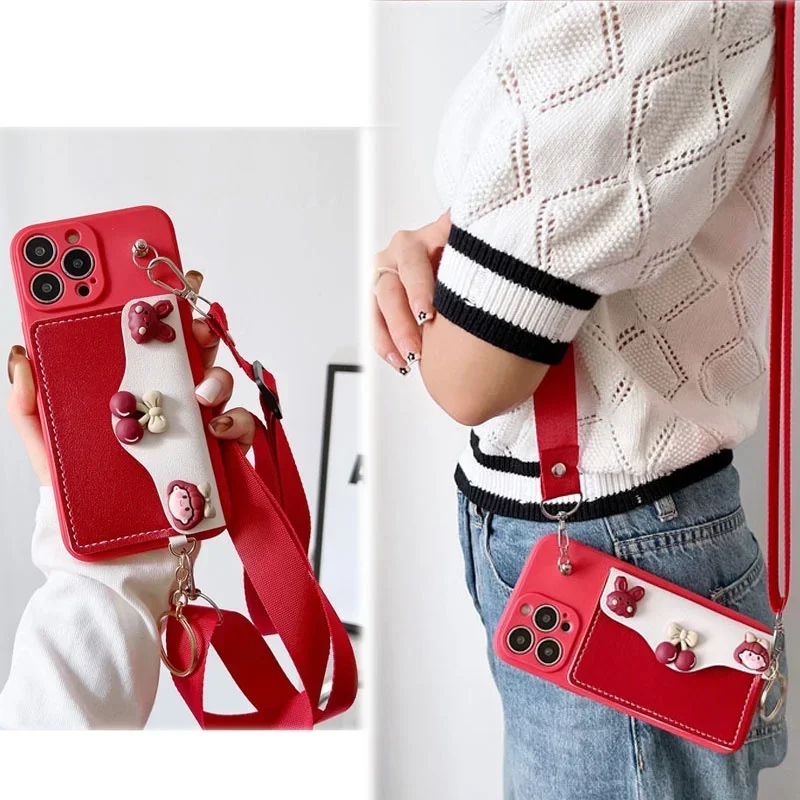 Crossbody Leather Strap Lanyard Wallet Silicone Case for Samsung Galaxy S26 Ultra Plus S 26+ S26edge Card Slot Soft Cover