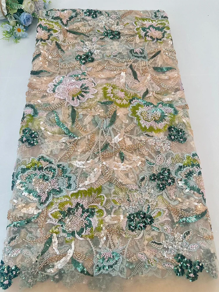 Gorgeous Colorful Wedding Party Dress for Women Handmade Embroidery Sequins with Beads High Quality Fabric