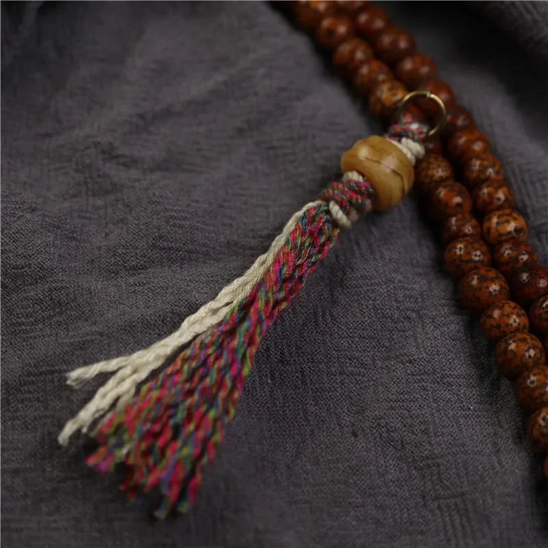 Handwoven Tibetan Hemp Cord Pendant with Loose Beads Counter Clip Side Tassel for Mala Accessory Unisex Handmade Daily Wear Gift