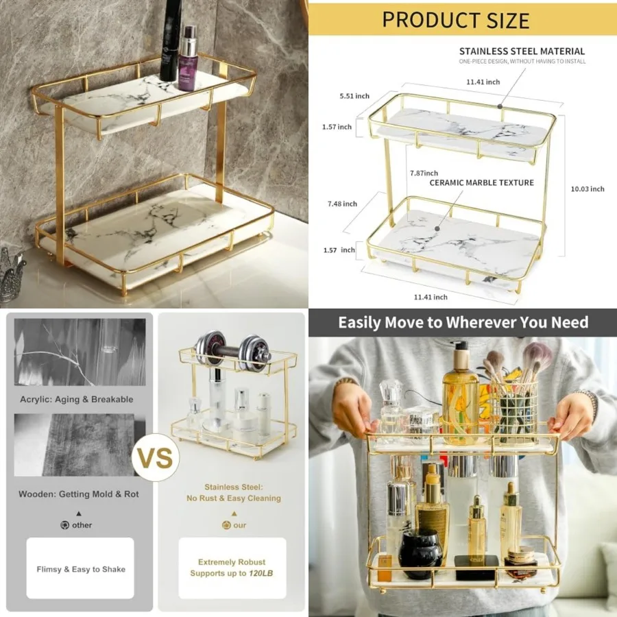 

Bathroom Organizer Countertop Perfume Organizer Makeup Organizer Cosmetics Storage Display Rack Vanity Tray Dresser Stainless S