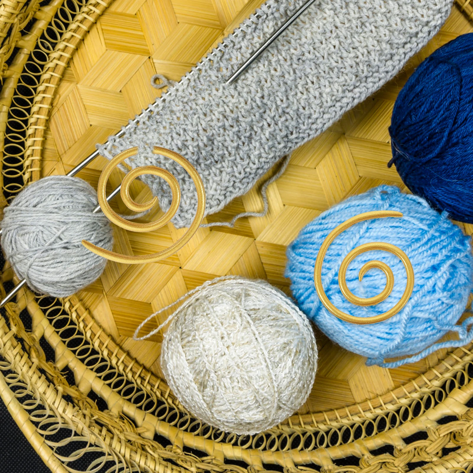 

6pcs Spiral Cable Knitting Needles Lightweight Alloy DIY Tools Home Golden ZZ02 Beginner Multipurpose Storage Carry