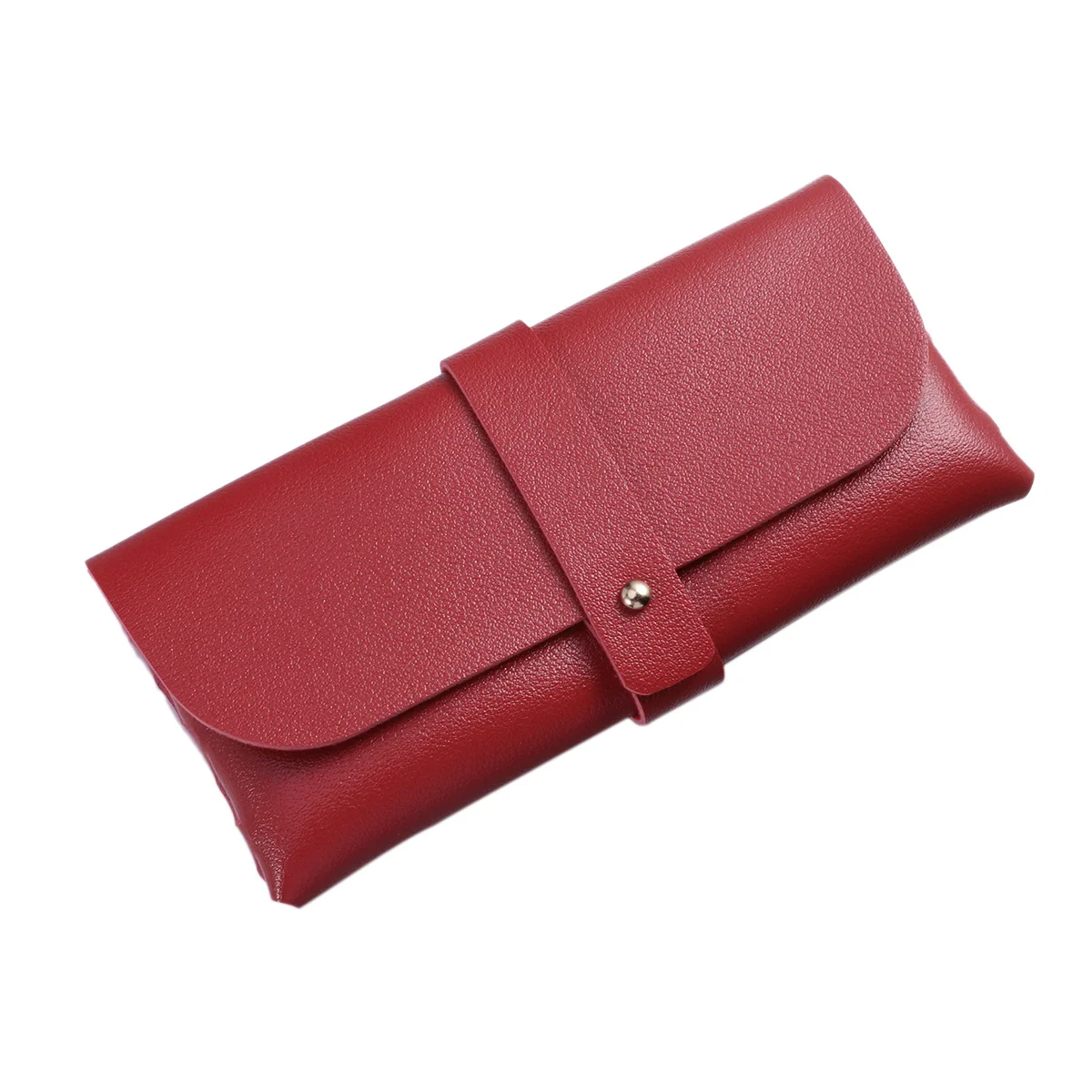 

Red Handmade PVC Glasses Case Buckle Clamshell Large Capacity Stylish Cover Bag Slim Glasses Storage Protector