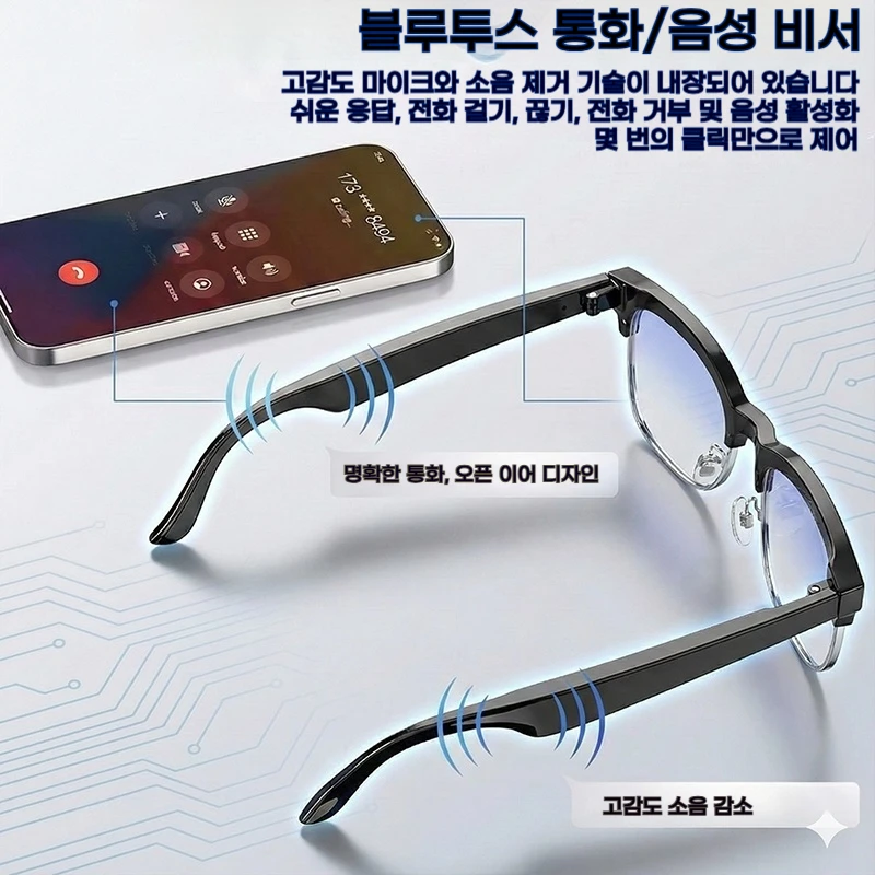 2026년형 새로운 업그레이드 스마트 안경, 카메라 비디오 녹화, AI 사진 인식, 블루투스 통화, 번역, 음성 지원 선글라스 (남성용)