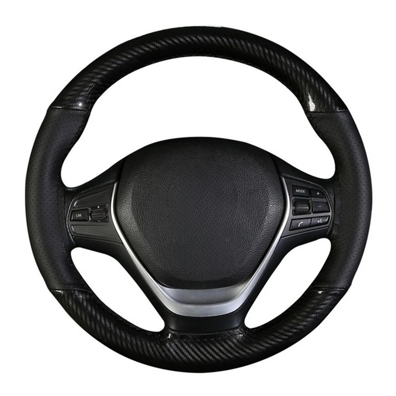 DIY 38cm Steering Wheel Covers Soft Leather Braid On The Steering-wheel Of Car With Needle And Thread Interior Accessories