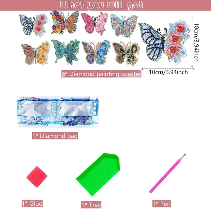 Butterfly Diamond Painting Coasters 2