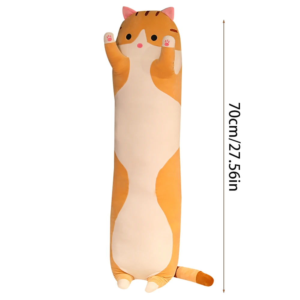 Long cat Pillow Plush Toy Cute Plush Cat Doll Cartoon Soft Stuffed  Kitten Pillow Long Doll Toy Christmas Birthday Gift For Kids