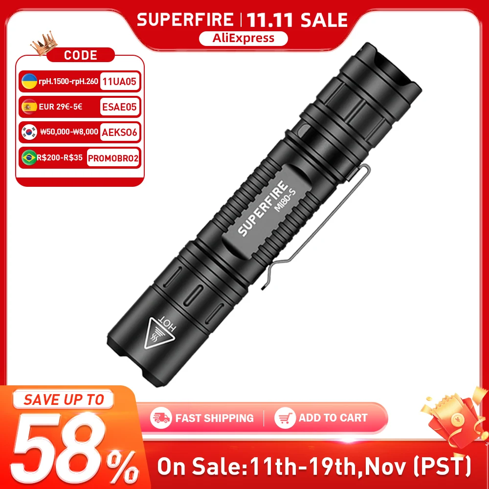 yZ[zSUPERFIRE MI80-S nCp[ LED dPx 1100LM EDC g[`|[^utbVCgނLvO^