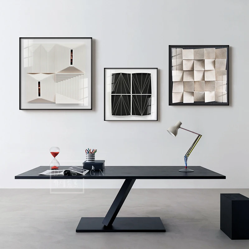 

Modern 3D Visual Effect Geometric Canvas Poster Abstract Black White Line Painting Living Room Wall Decor Minimalist Picture
